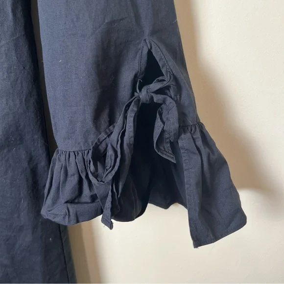 J.Crew Women’s V Neck Ruffle 1/2 Sleeve Shift Mini Dress Cotton Black Size 6 - Picture 4 of 8